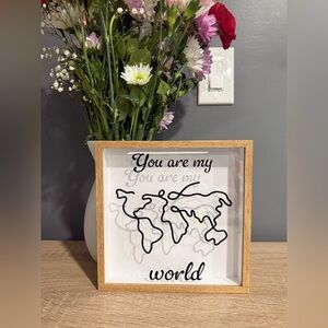 Custom World Map Ticket Memory Box Frame, You are My World Custom Ticket Frame